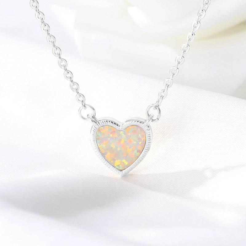 Romantic Heart Necklace Copper Zircon Pendant Necklace for women - Velora