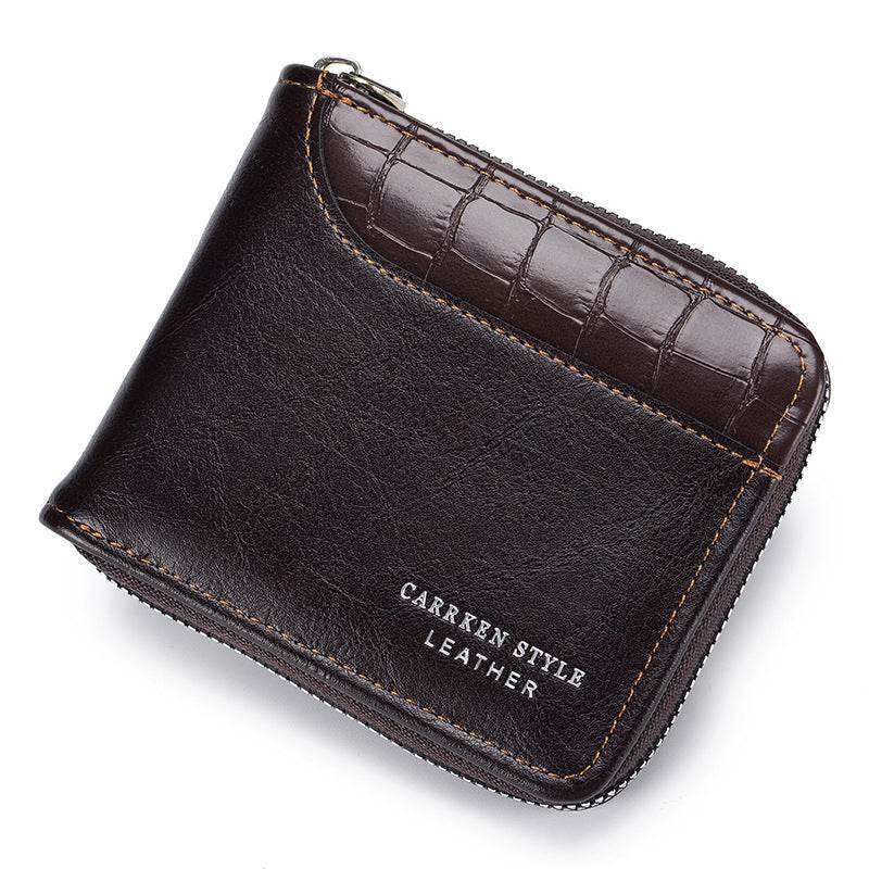 Men's Short Wallet Stitching Stone Pattern Large Capacity Tri-fold Bag - Velora