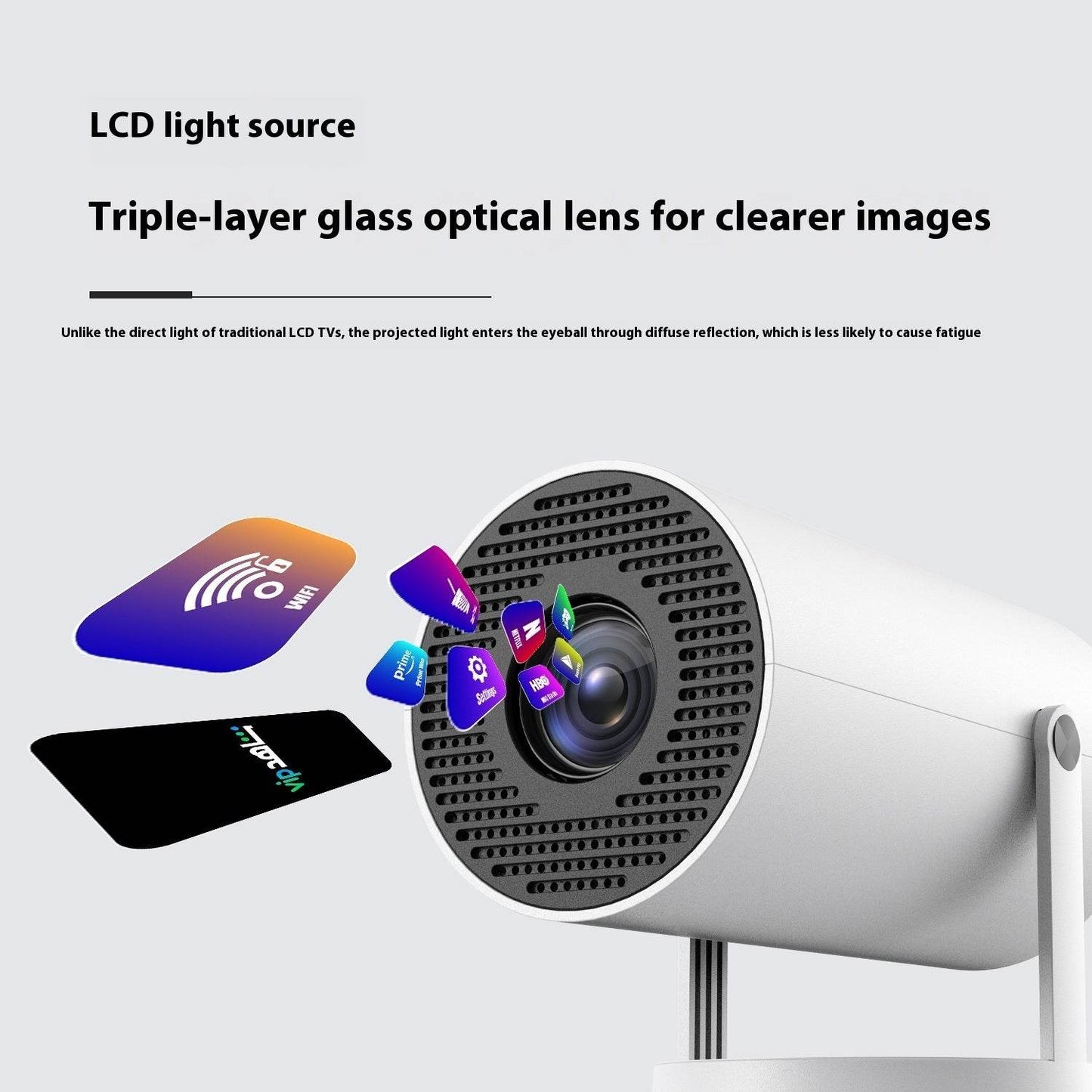Portable Projector Small Straight Projector For Home Use 180 Degrees Projection Angle Automatic Focus Home Video Projector - Velora