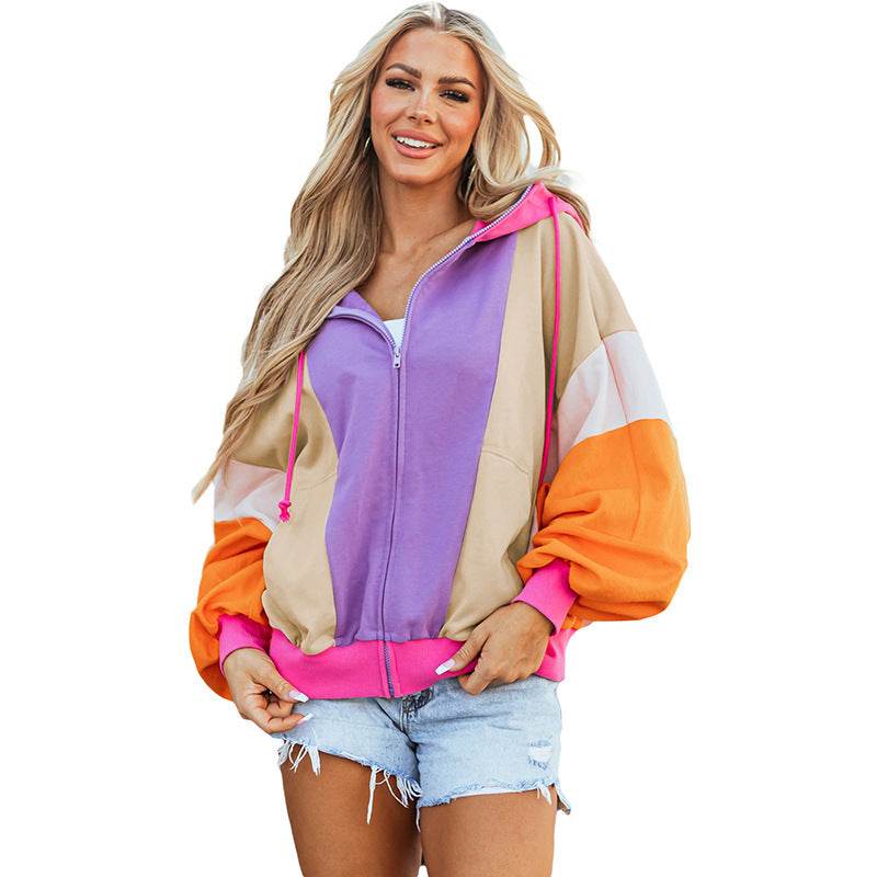 Dopamine Color Hooded Coat Sweatshirt Women - Velora