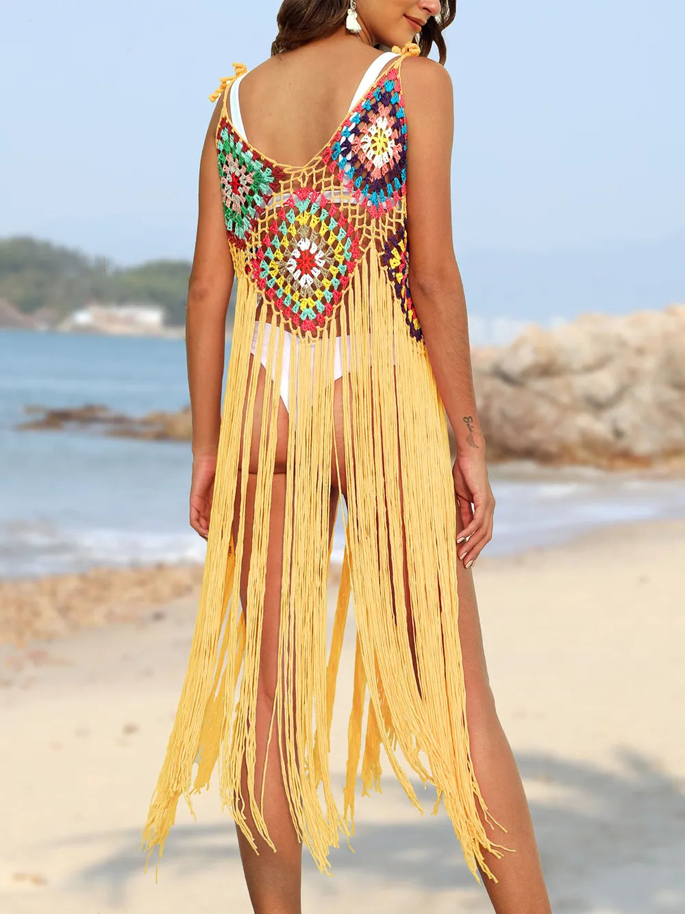 Fringe Spaghetti Strap Cover-Up - Velora