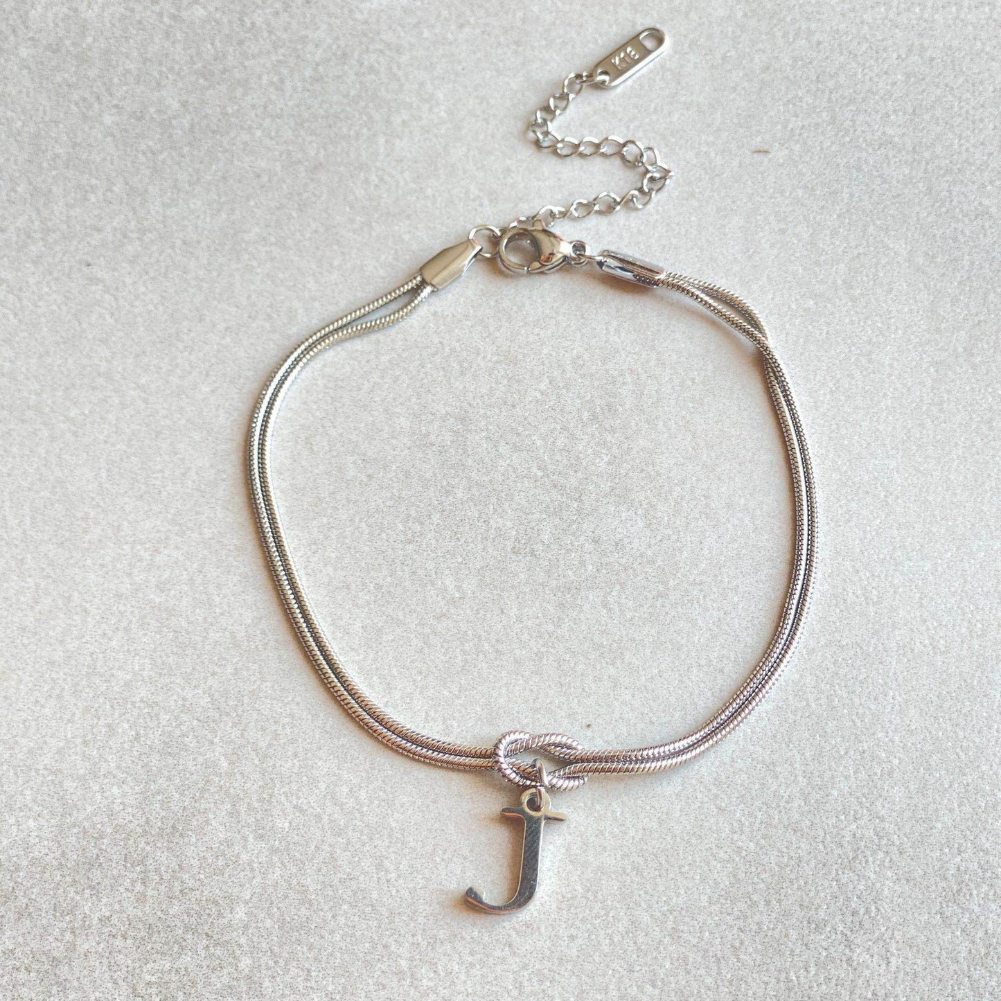 New Letter A-Z Love Knot Bracelets For Women Couple Gold Color Dainty Snake Chain Charm Bracelet Stainless Steel Jewelry Gift Valentine's Day Gifts - Velora