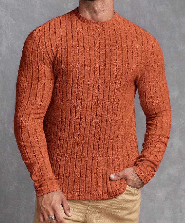 Casual Solid Color Round Neck Pullover Long-sleeved T-shirt - Velora