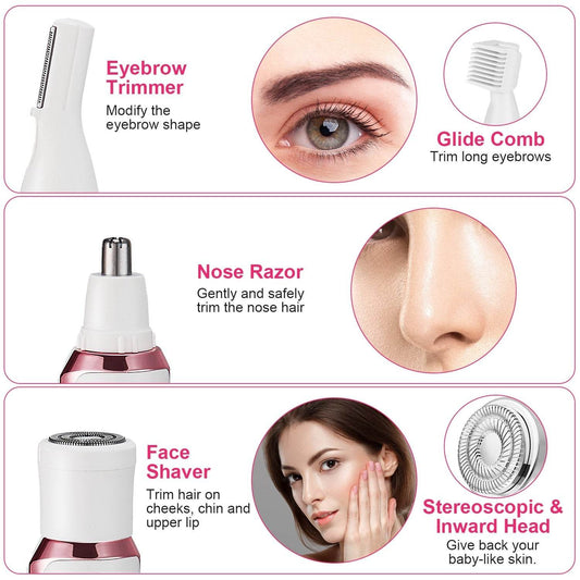 4 in 1 Painless Women Electric Hair Shaver trimmer for women - Velora