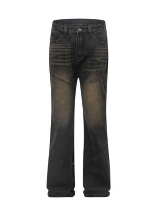 Men's Full Size Vintage Wash Bootcut Denim Jeans Plus Size - Velora