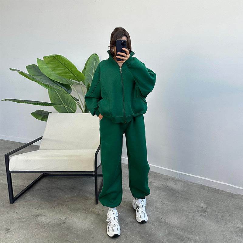 Sports Suits With Pockets Stand-up Collar Zipper Cardigan And Drawstring Trousers Fashion Jogger Set Outfits Tracksuits Women's Clothing - Velora
