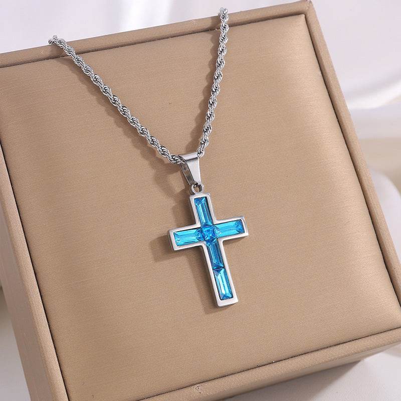 Fashion Jewelry European And American Ing Style Diamond Cross Necklace Unique No Color Fading - Velora