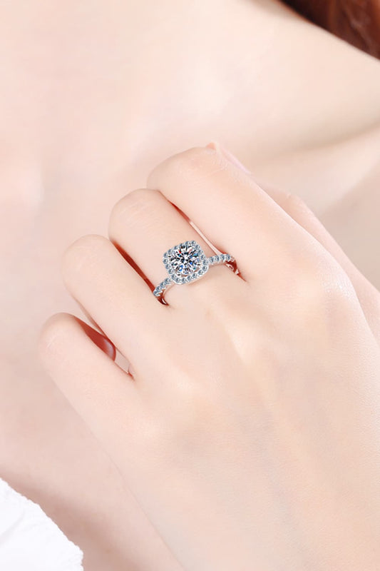 2 Carat Moissanite Square Halo Ring - Velora Luxury Fashion