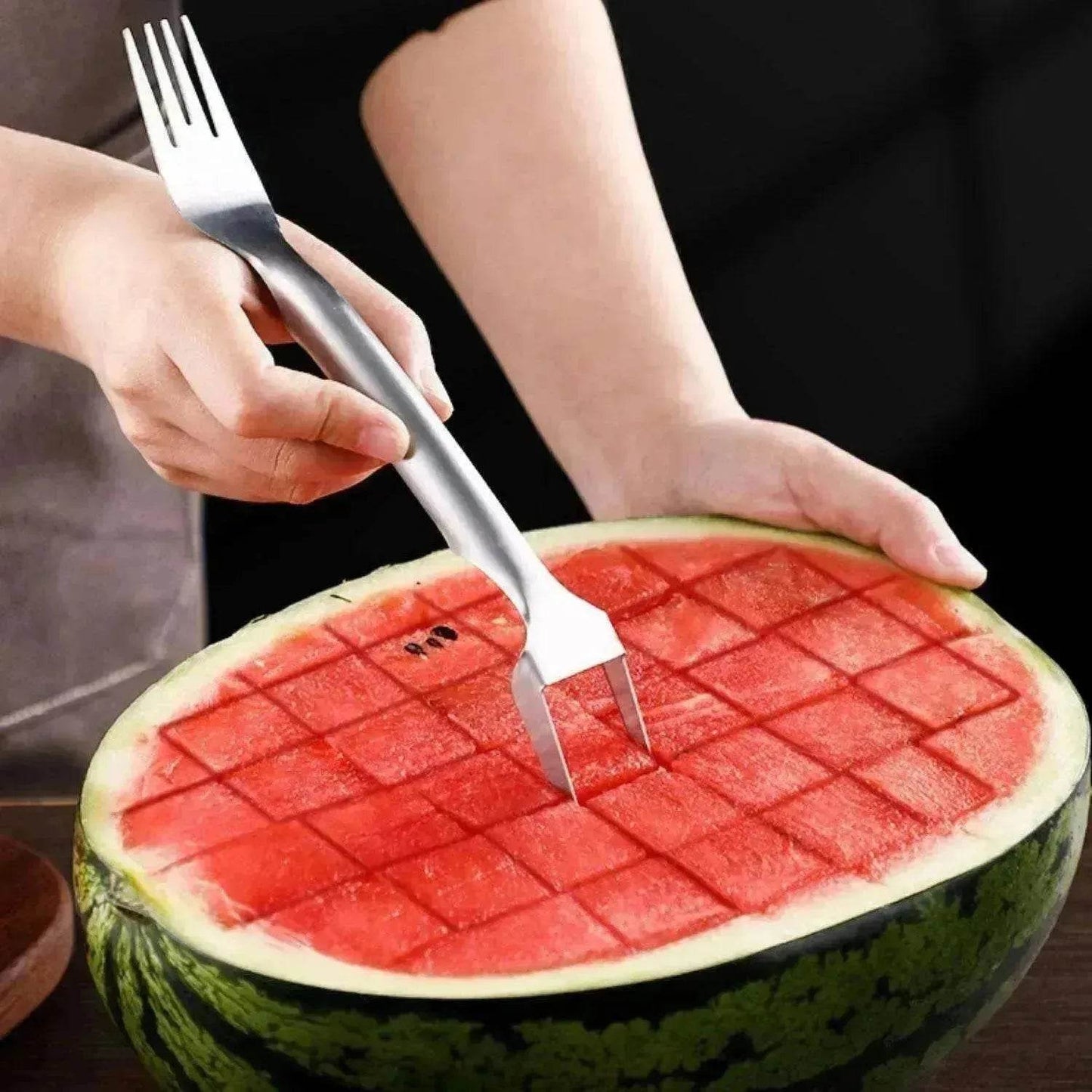 2 In 1 Slicer Multi purpose Stainless Steel Watermelon Fork - Velora