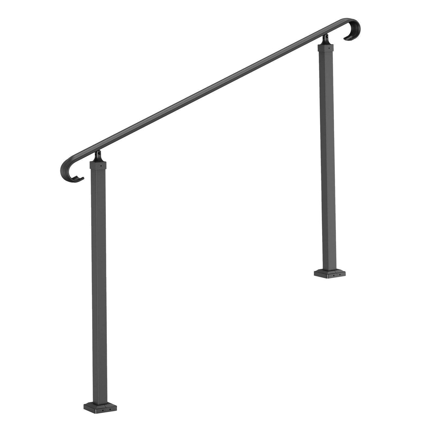 Handrails For Outdoor Steps, Fit 3-5 Steps Outdoor Stair Railing, Wrought Iron Handrail, Flexible Front Porch Hand Rail, Black Transitional Hand Railings For Concrete Steps Or Wooden Stairs - Velora