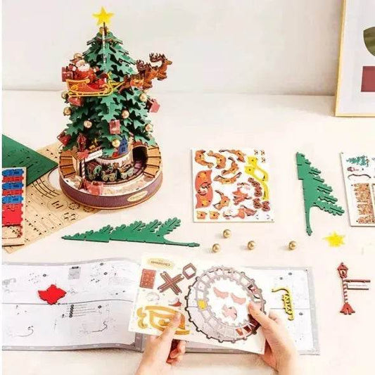 3D Puzzles For Adults, Wooden Music Box Christmas Melody Tree, 3D Model Building Kits, Christmas Birthday Gifts DIY Crafts - Velora