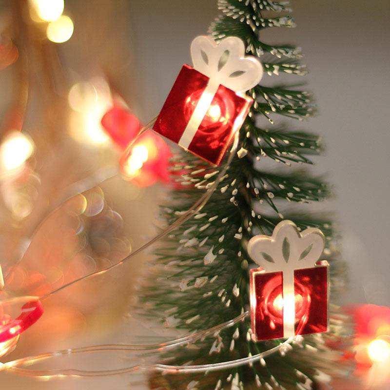 Christmas Gift Bell Christmas Tree Elk Maple Leaf Crutch Christmas Decoration Fastener Copper Wire Lamp Christmas Decoration For Home - Velora