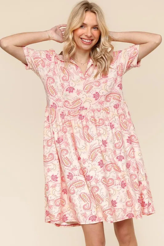 Haptics Fit and Flare Paisley Print Knit Dress - Velora