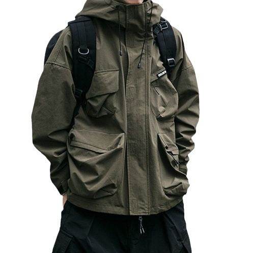 Hooded Jacket Men's Loose Three-dimensional Pocket Functional Windproof Jacket Casual Clothing - Velora