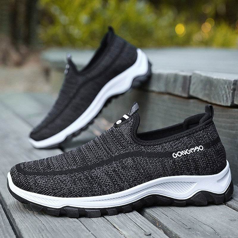 Men's Shoes Casual Flying Woven Men's Shoes Lazy Walking Shoes Casual Dad Shoes Old Beijing Cloth Shoes - Velora