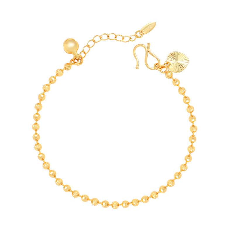 Copper Alloy Electroplated Real Gold Frosted Carven Design Geometric Beads Bracelet - Velora