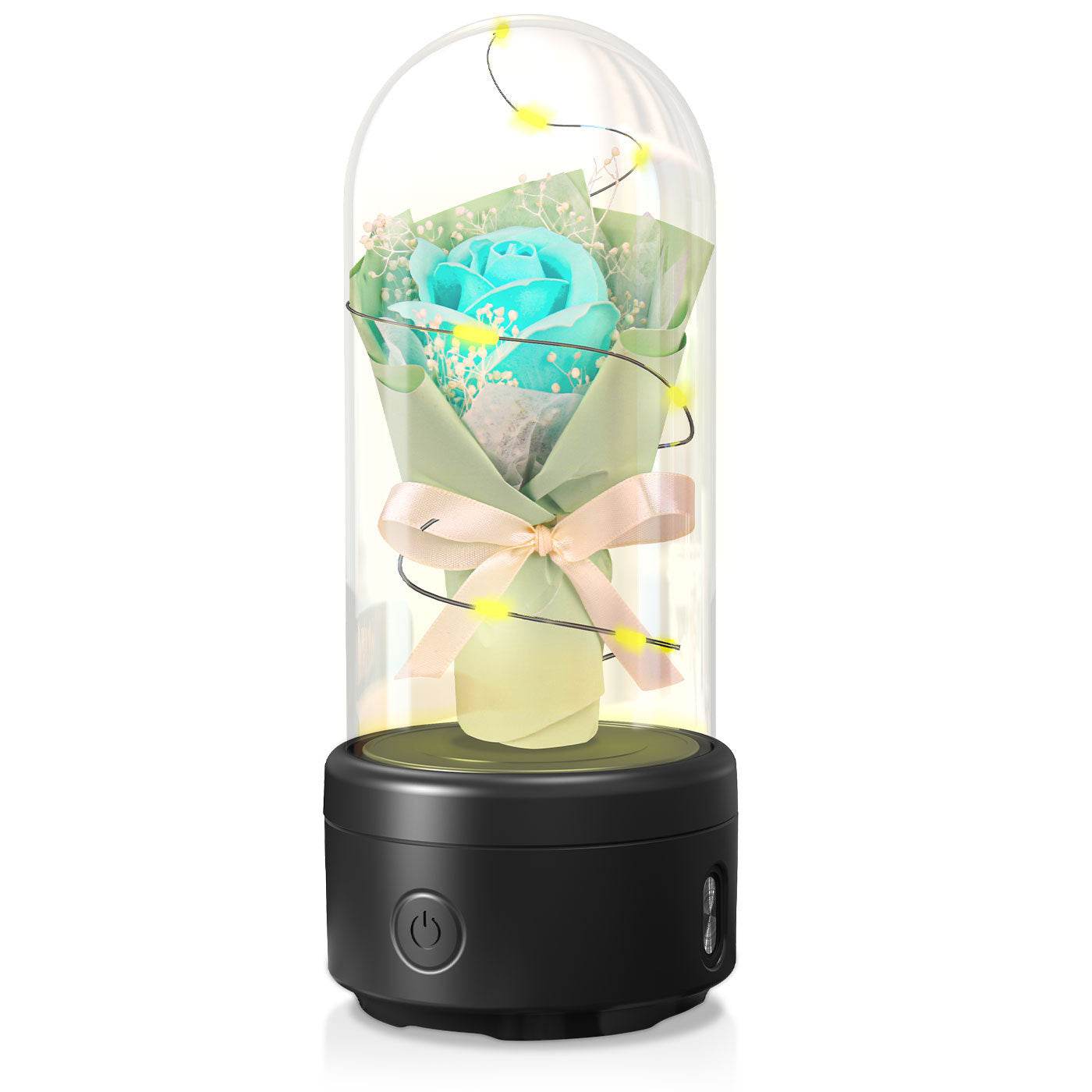 Creative 2 In 1 Bouquet LED Light And Bluetooth-compatible Speaker Mother's Day Gift Rose Luminous Night Light Ornament In Glass Cover - Velora