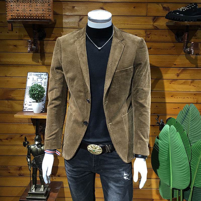 Corduroy Suit Men's Business Slim Fit Casual Small Suit - Velora