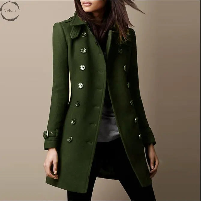 Ladies Spring Long Jacket Wool Trench Coat - Velora