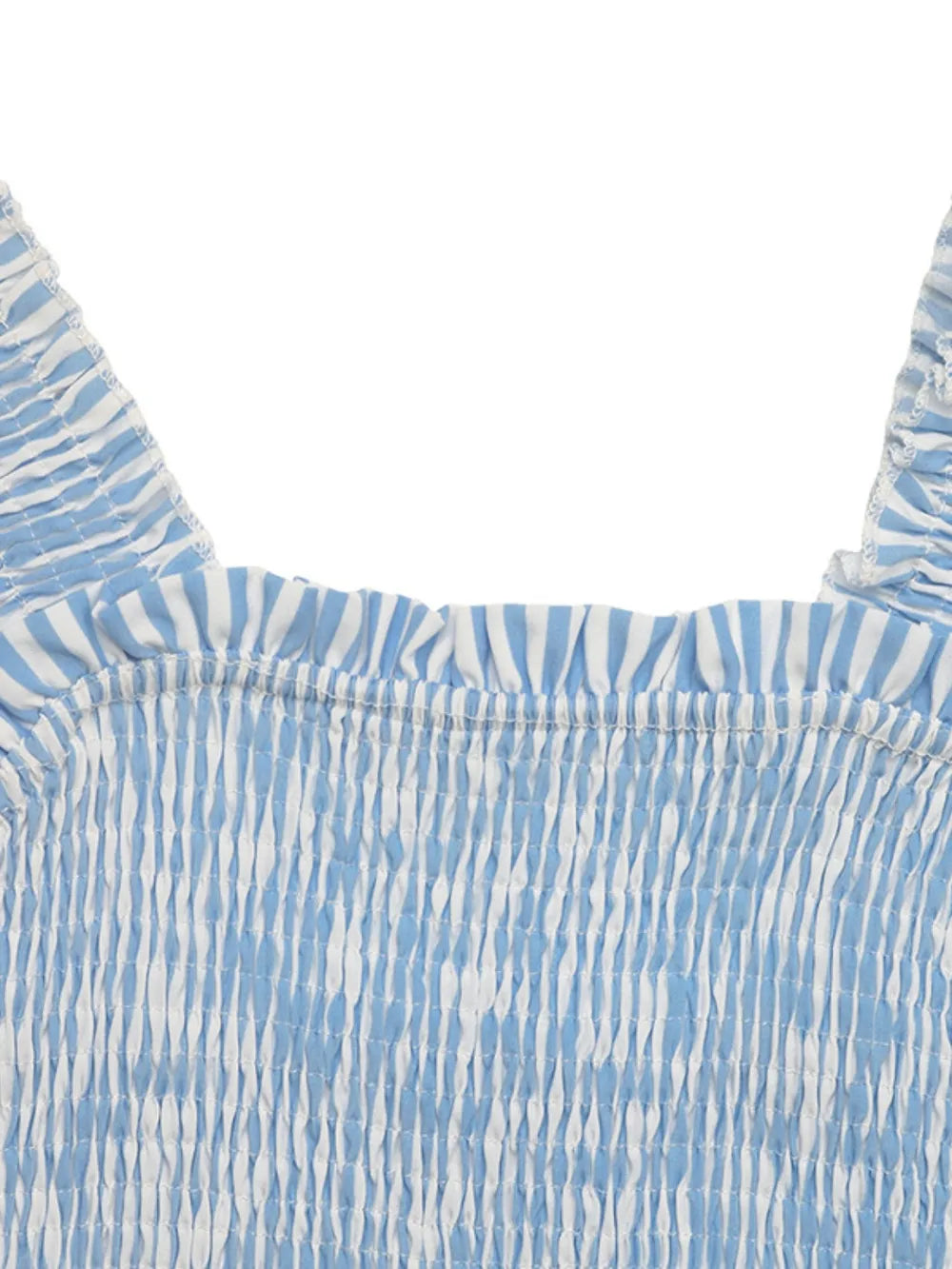 Smocked Striped Wide Striped Midi Dress - Velora