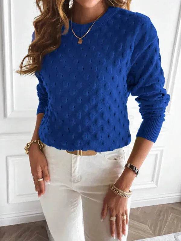 Pullover Round Neck Long Sleeves Knitwear Cashmere sweater Top women - Velora