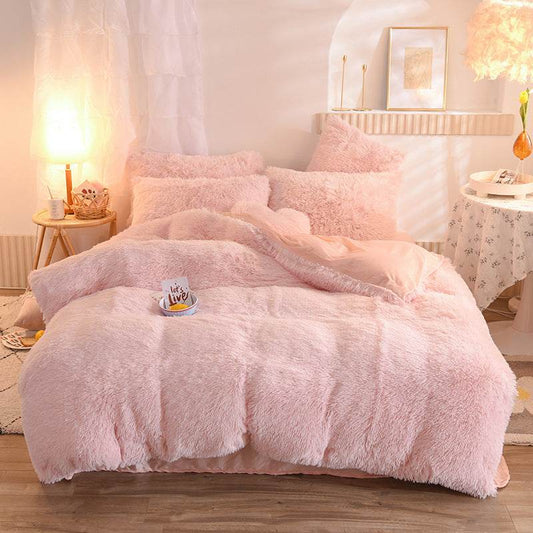 Luxury Thick Fleece Duvet Cover Queen King Winter Warm Bed Quilt Cover Pillowcase Fluffy Plush Shaggy Bedclothes Bedding Set Winter Body Keep Warm - Velora