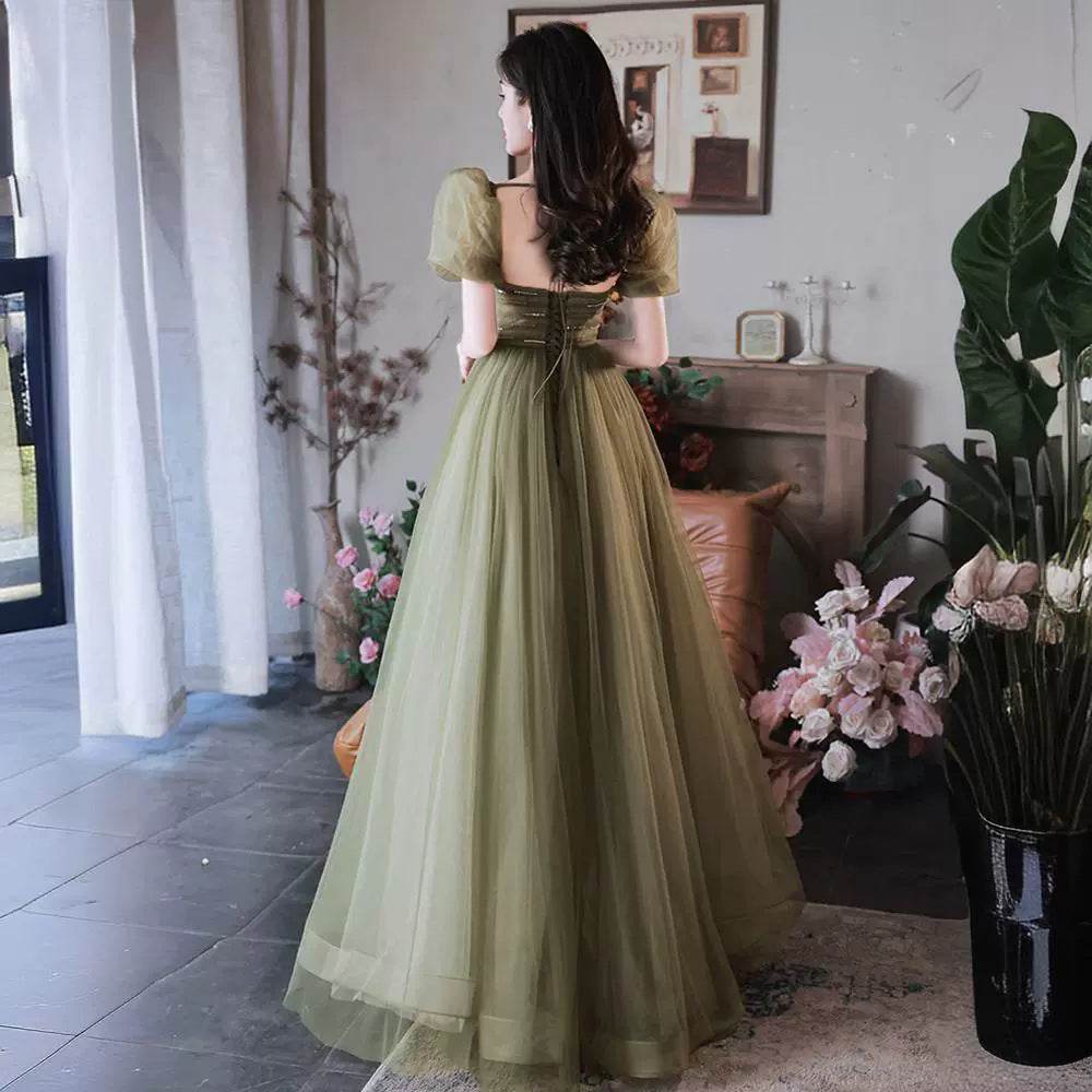 Women's Mori Style Evening Wear Fairy Temperamental Green Slim Fit - Velora