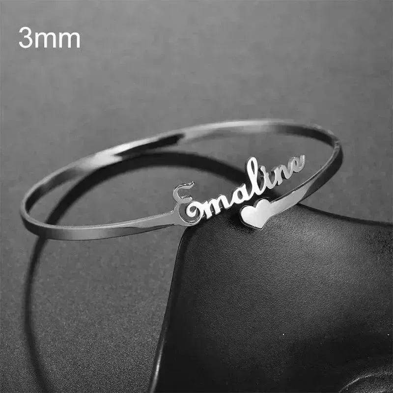 Customized Name Bracelet Personalized Custom Bangles Stainless Steel Jewelry - Velora