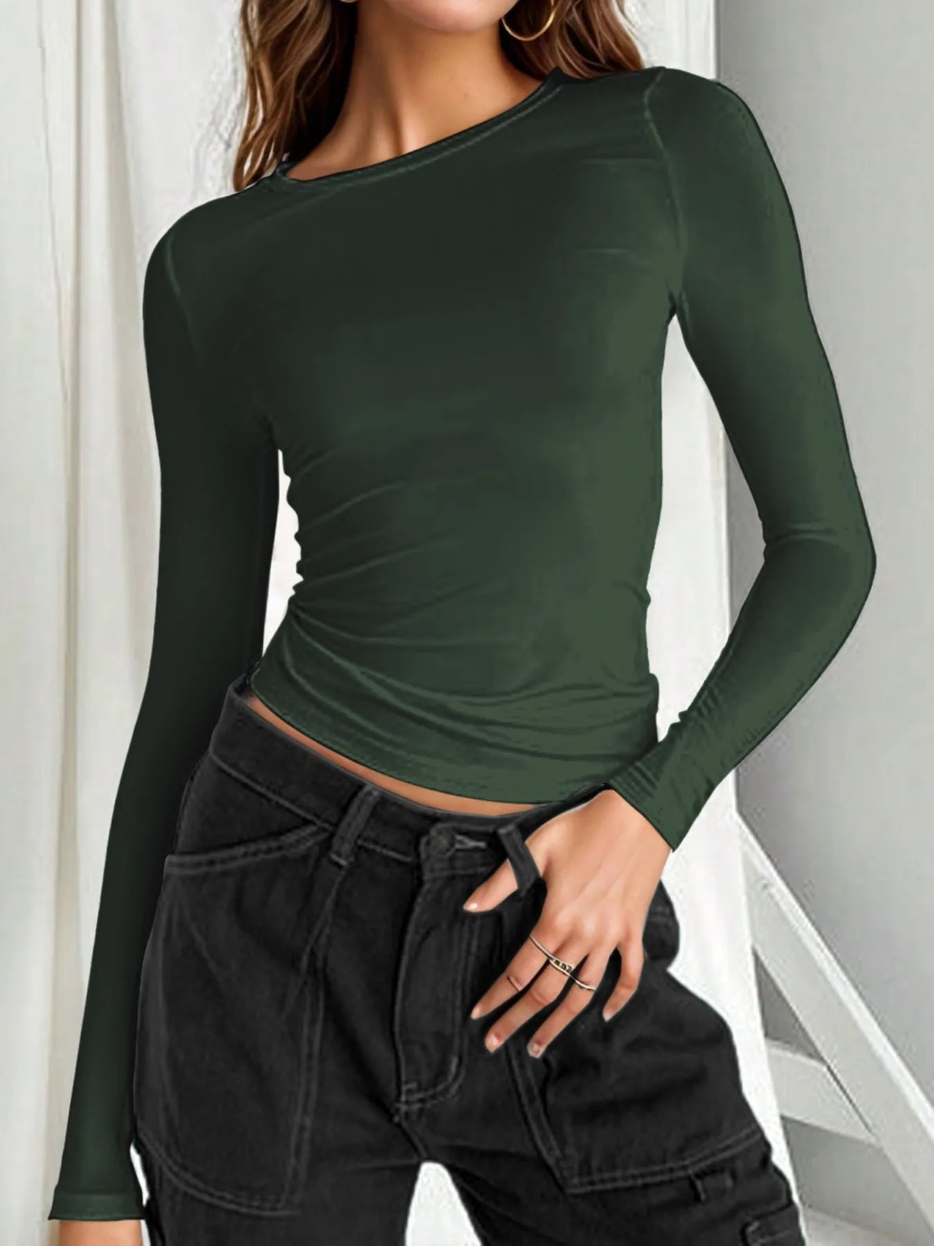 Long Sleeve Cropped T-Shirt - Velora