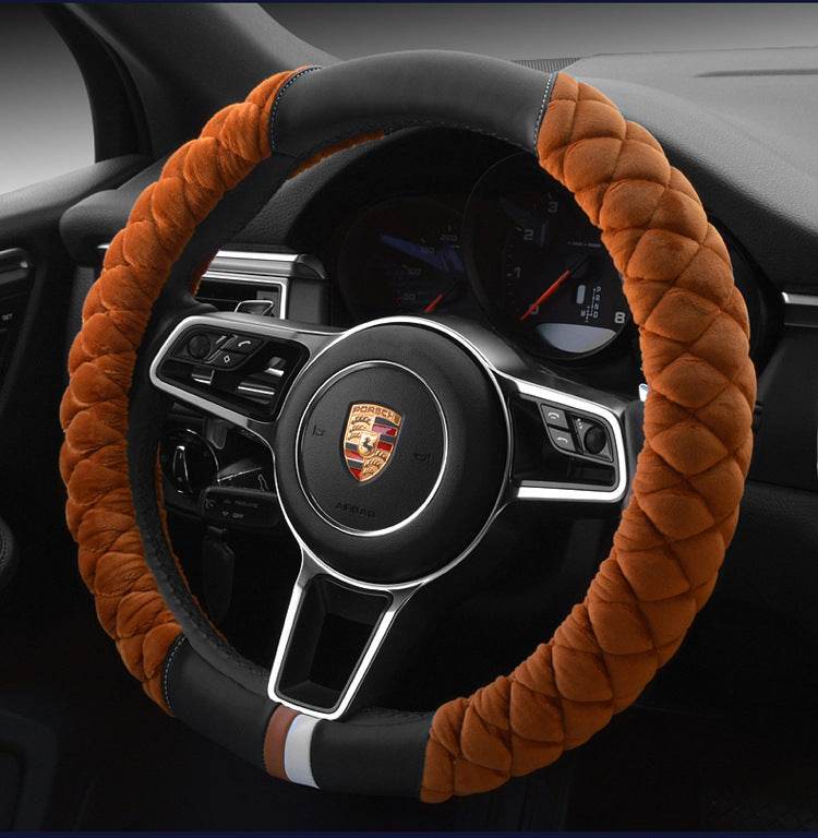 Universal Car Steering Wheel Cover Winter Decoration Cute 38cm Plush Footprint Auto Automobile Vehicle Steering Wheel Protector - Velora