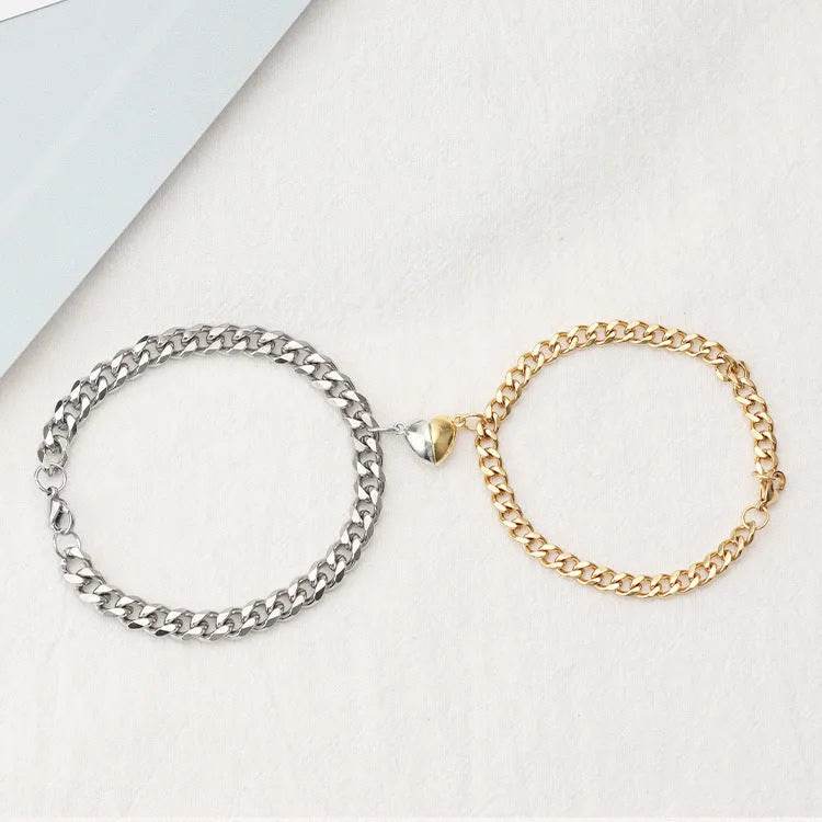 Magnetic Couple Bracelet Suit Cuban Link Chain - Velora
