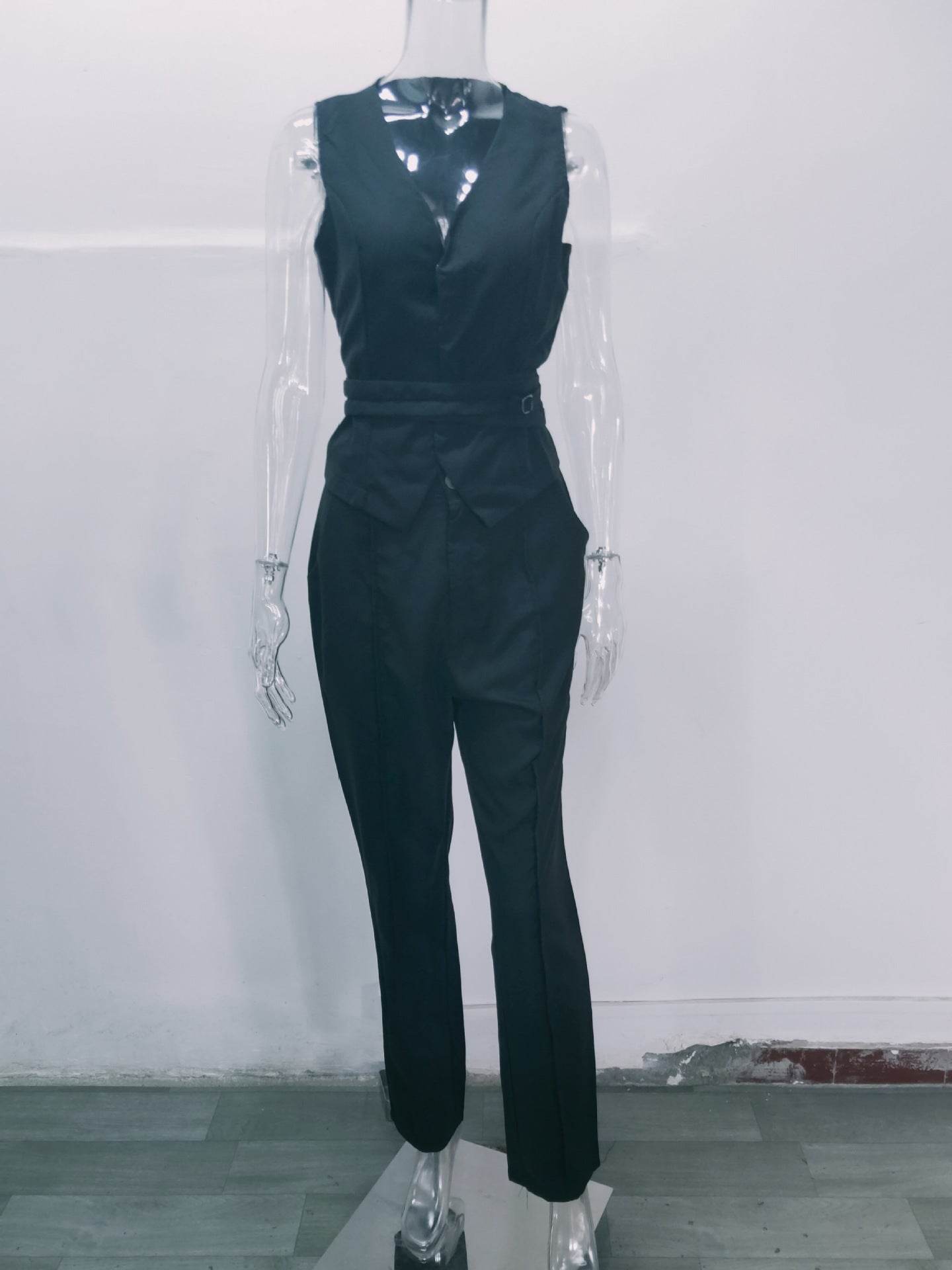 Temperament Waist-controlled Sexy Vest Skinny Pants Two-piece Set - Velora