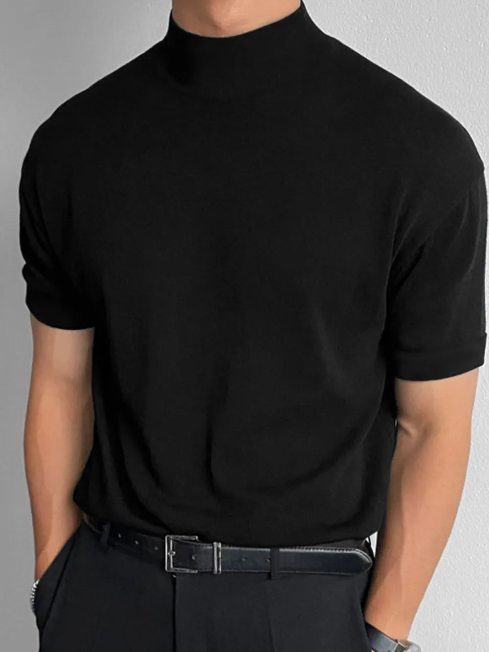 Men's Full Size Mock Neck Short Sleeve T-Shirt Plus Size - Velora
