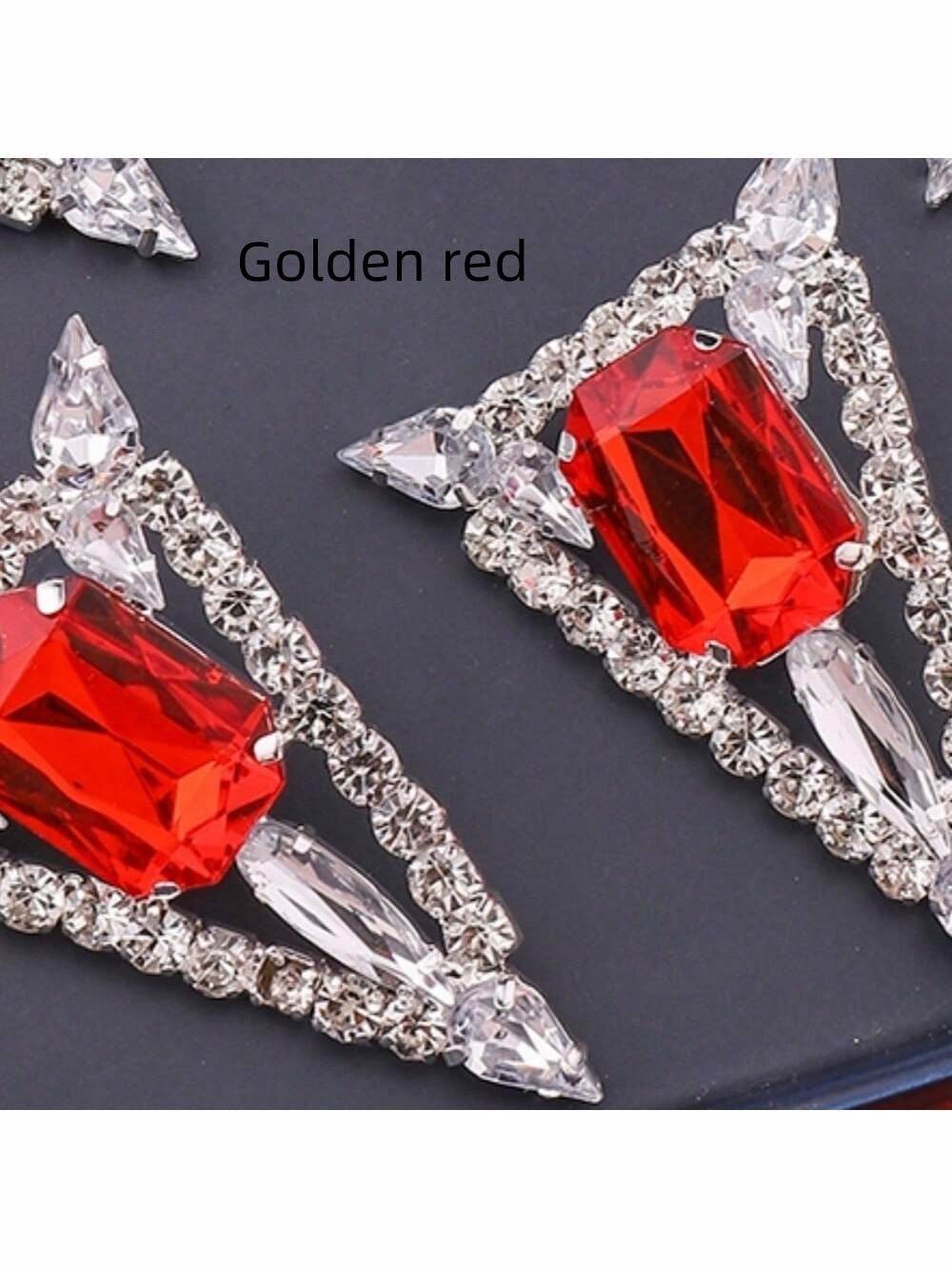 Multi-colored Exaggerated Rhinestones Triangle Jewel Earrings - Velora