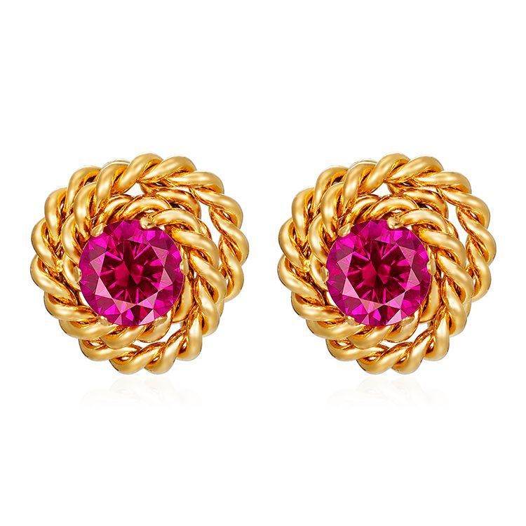 Retro Trendy Rose Zircon Stud Earrings - Velora