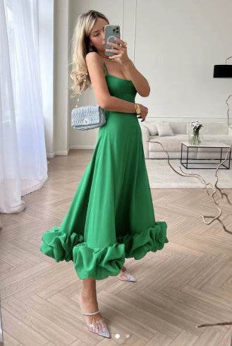Fashion Suspenders Large Flower Swing Three-dimensional Flower A- Line Skirt Womens Clothing - Velora