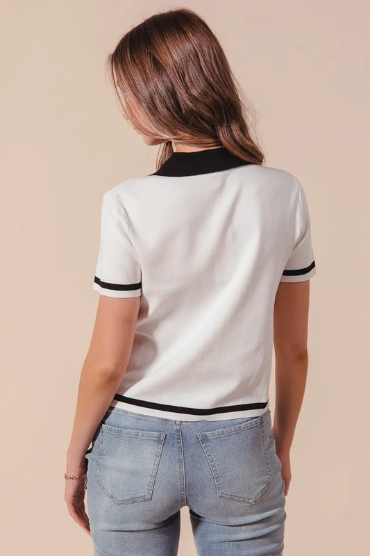 SO ME Button Down Knitted Sweater Shirt Top - Velora
