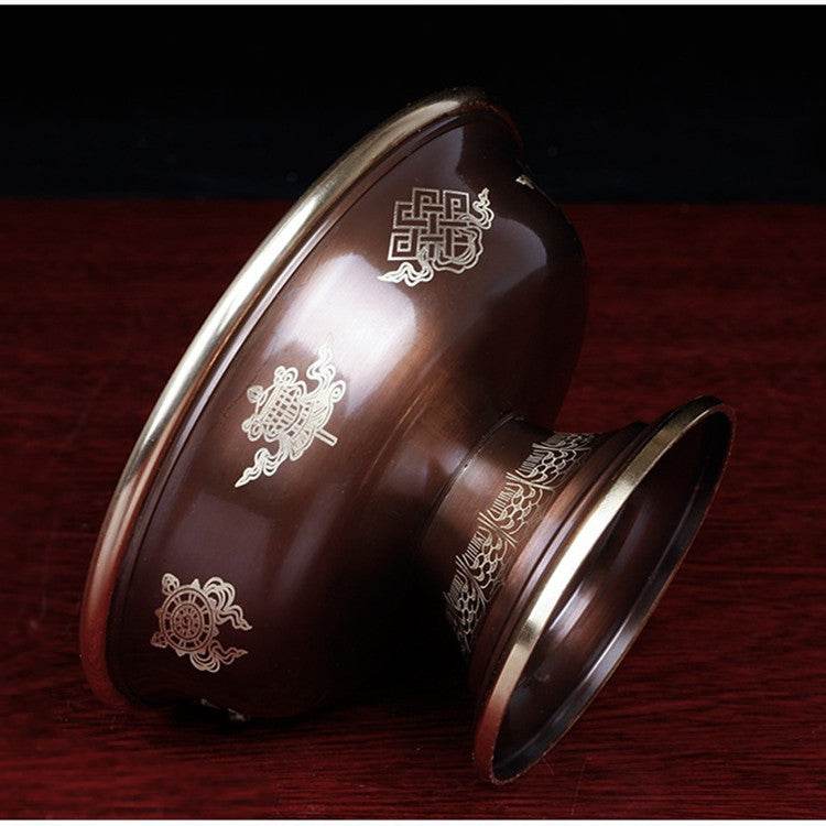 Buddhist supplies India pure copper Dharma cup red copper carved eight auspicious thickened Dharma cup wine cup - Velora