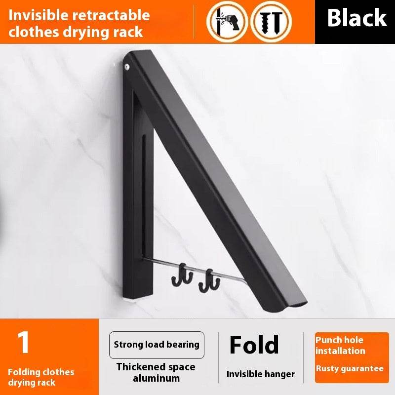 Punch-free Space Aluminum Foldable Invisible Folding Retractable Wall Hanger for Waterproof Hanging Underwear Coat Hanger - Velora