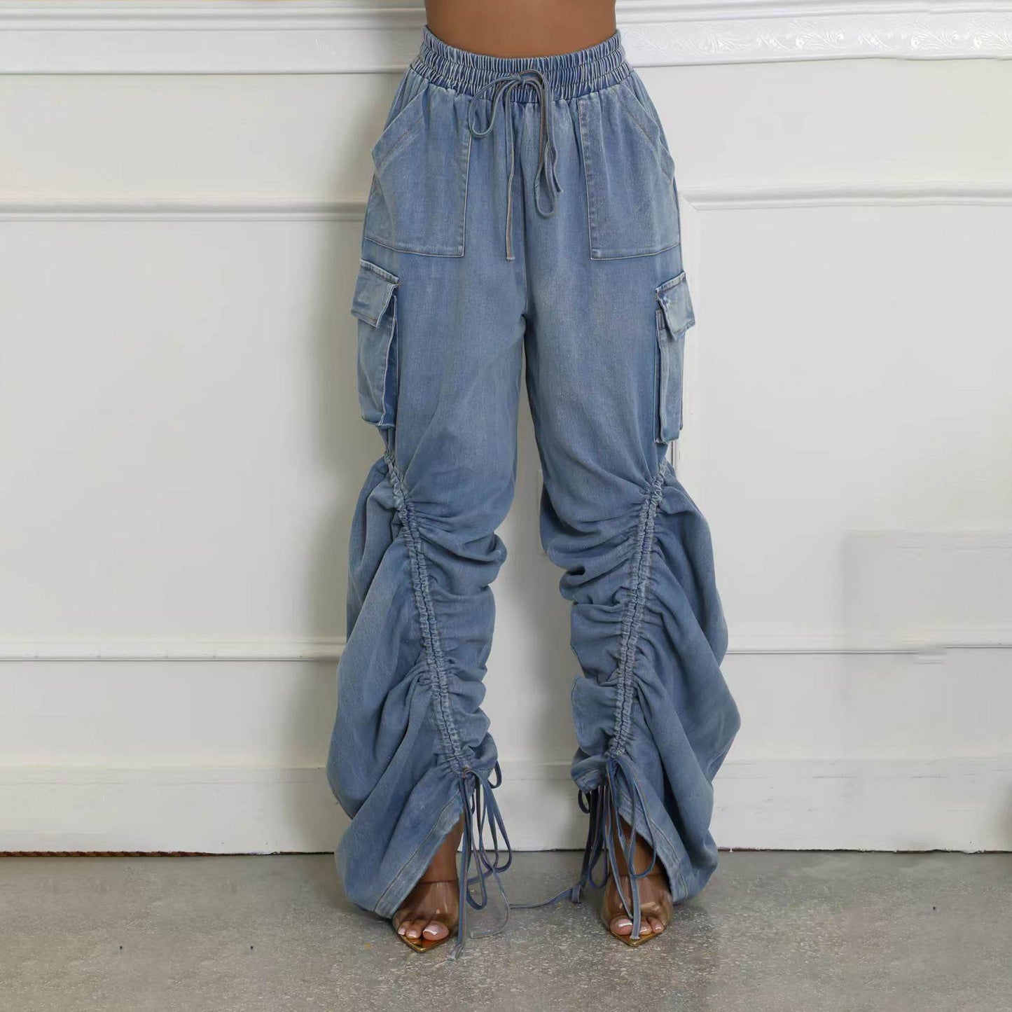 Women's Pleating Design Jeans Fashion Loose - Velora