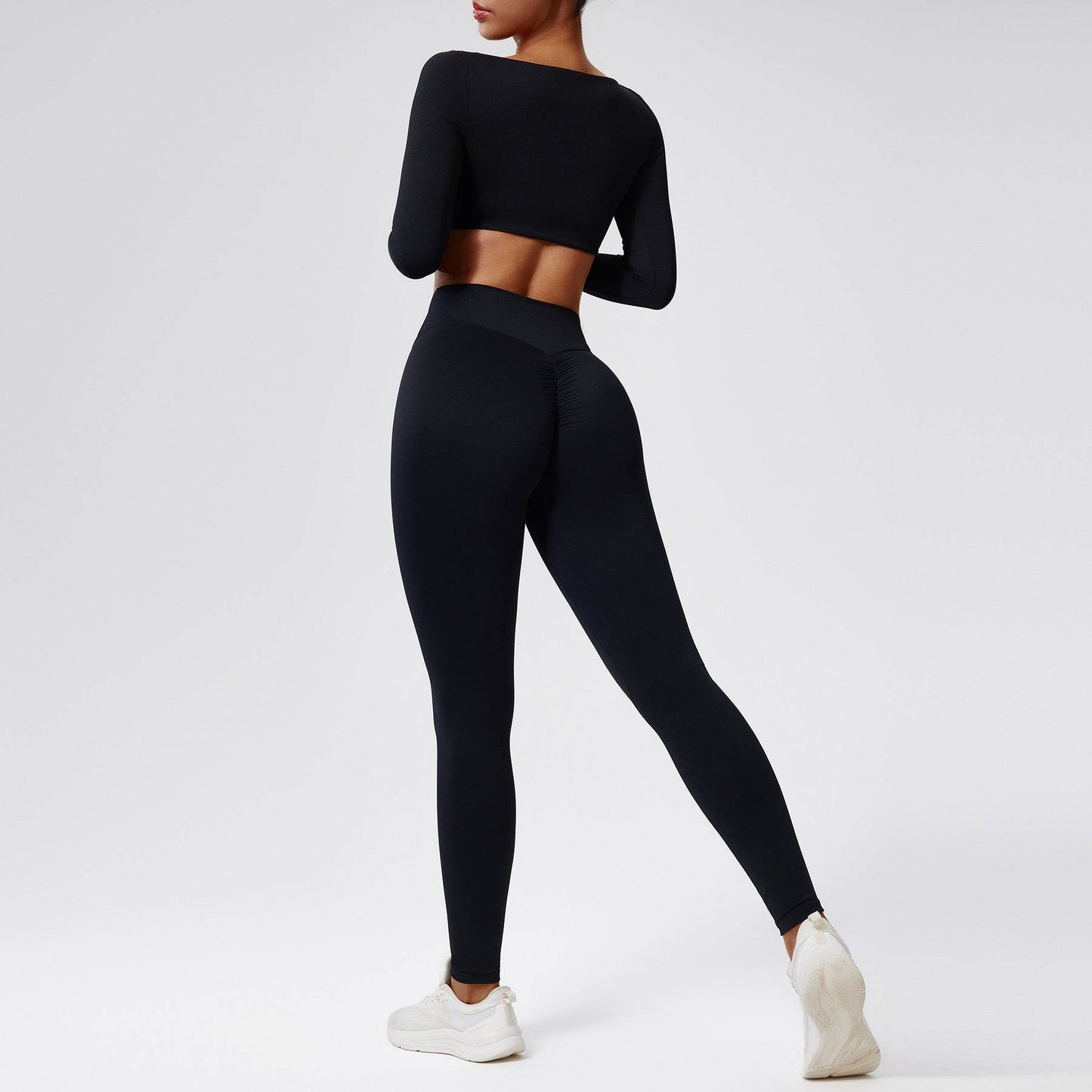 Quick-drying Nude Feel Running Sports Workout Yoga Clothes 2pcs set Long sleeve Crop top and High Waist Pant EX-STOCK Canada