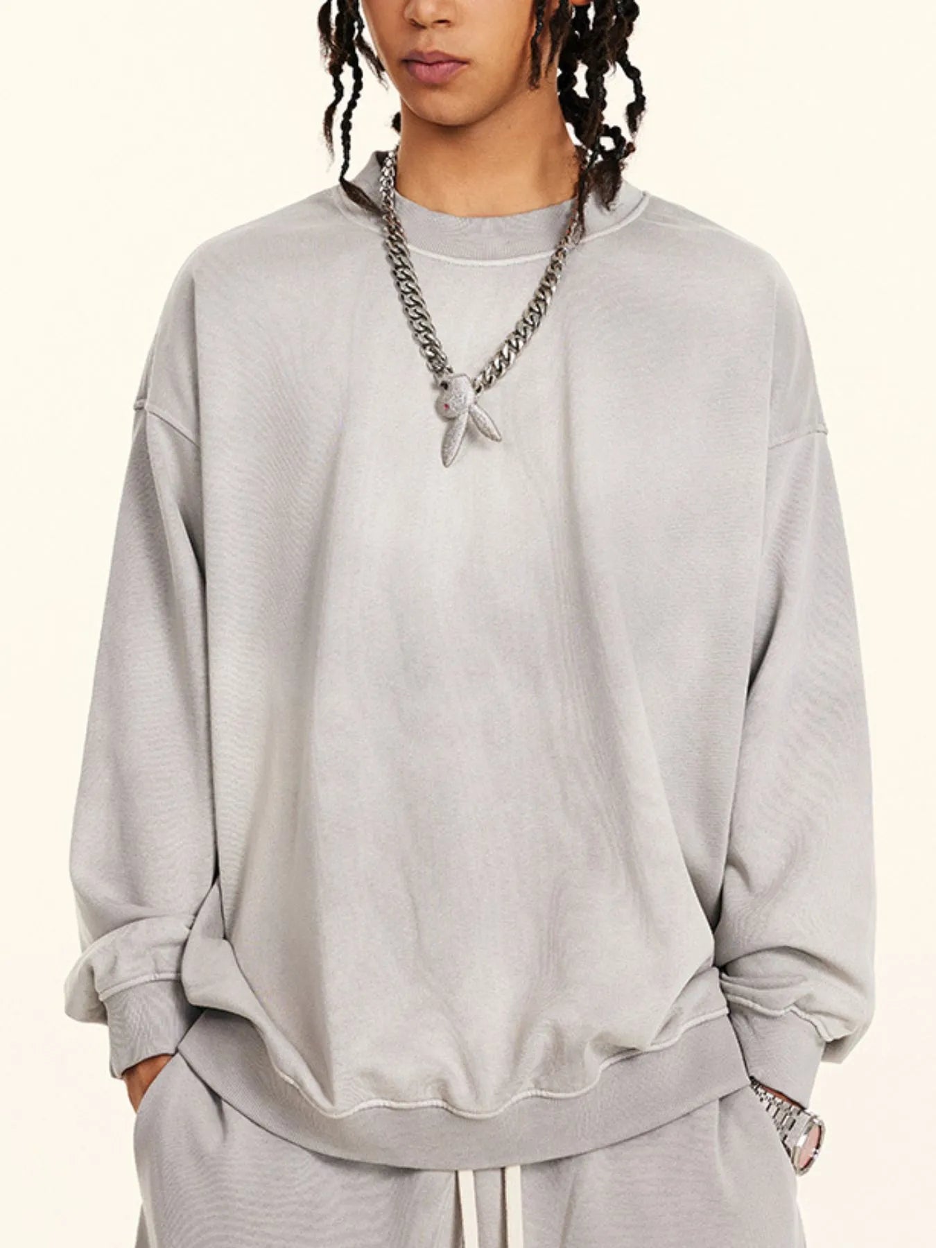 Men's Round Neck Drop Shoulder Sweatshirt - Velora
