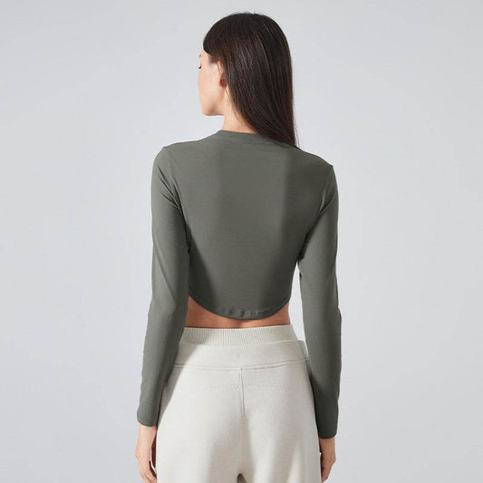 Women Slim Fit Long Sleeve Crop top Workout Sports Gym top - Velora