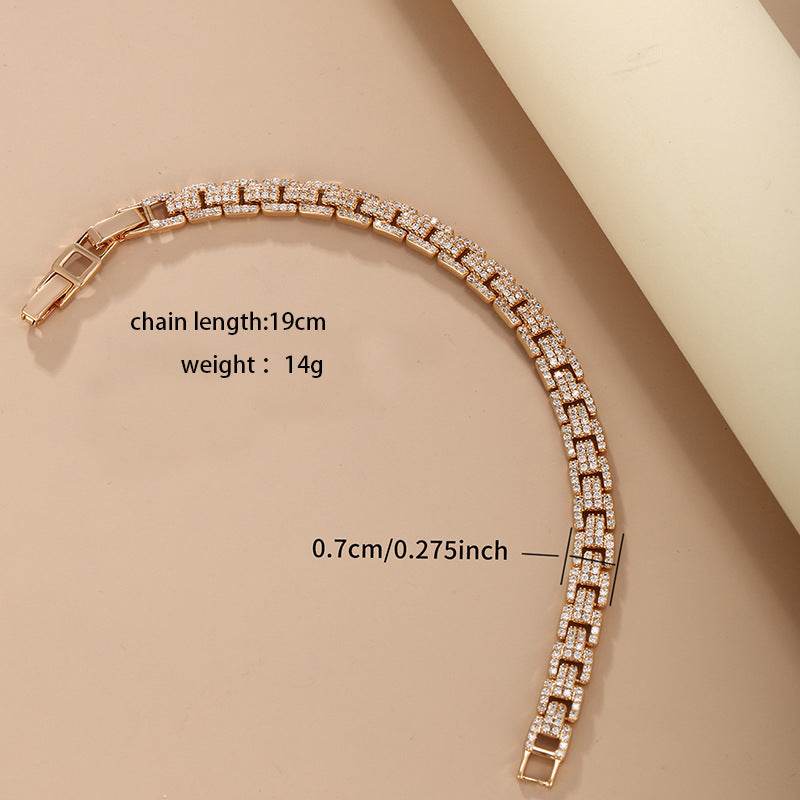 European And American Metallic Light Luxury Inlaid Zirconium Bracelet Personality Simple - Velora