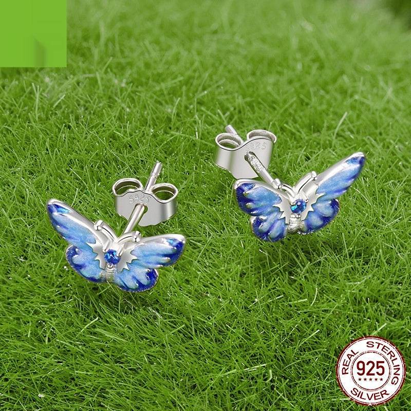 New Blue Color Butterfly Gradient Stud Earrings - Velora