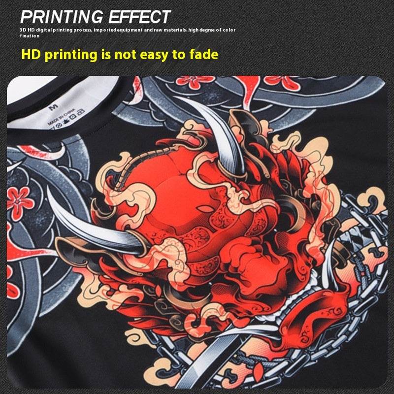 Printed Long Sleeve Fitness Top for Men Exercise Gym shirt - Velora