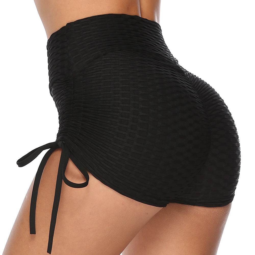 Drawstring Shorts Textured Butt Lift Gym Workout Slim Jogging Fitness Yoga Leggings Shorts - Velora