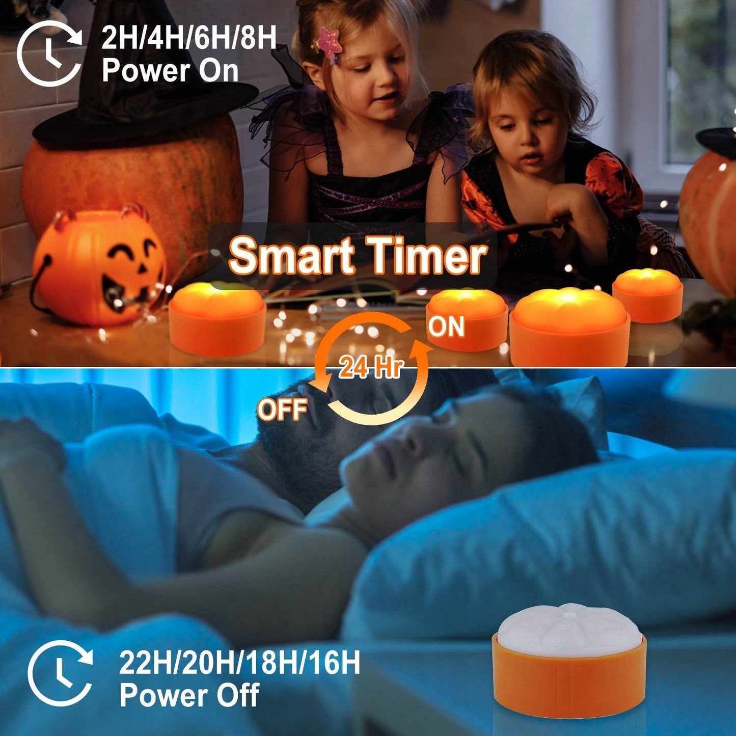 4 Pack Halloween LED Pumpkin Lights Battery Operated Halloween Decoration Lights With 2 Light Modes 4 Timer Setting Remorte Control For Party Pumpkin Decor - Velora
