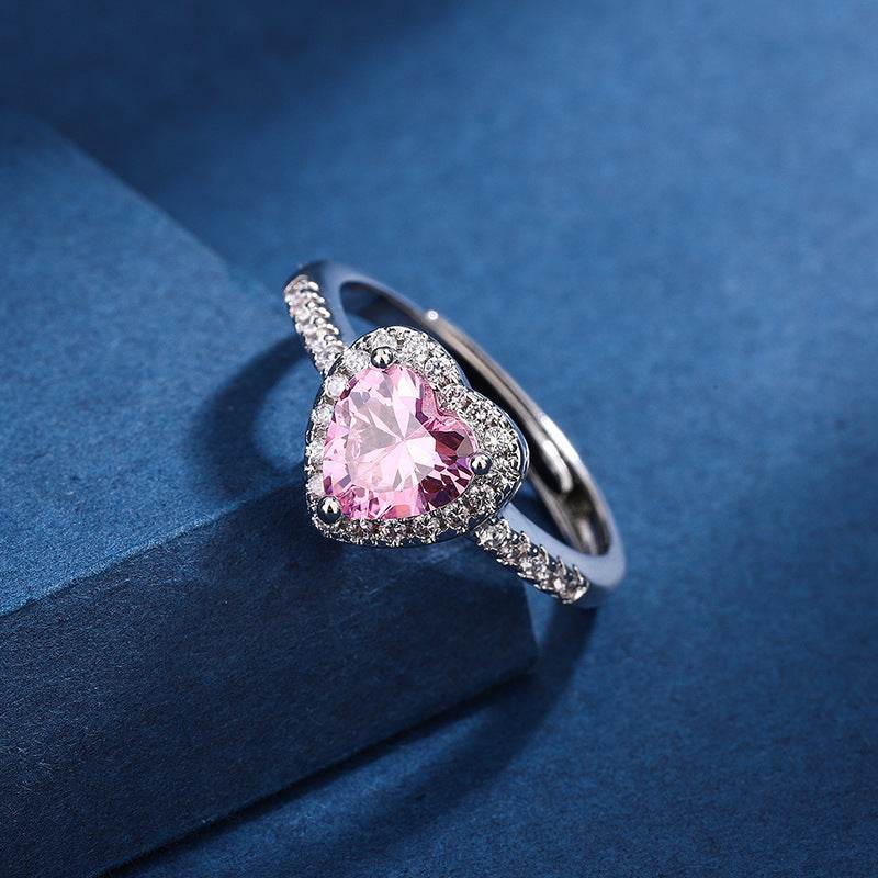 Fashion Jewelry Micro-encrusted Zircon Diamond Love Peach Heart Ring Female Luxury High-end Marriage Niche Temperament Hand Jewelry - Velora