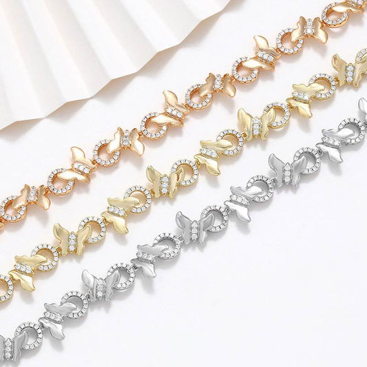 Copper Inlaid Zircon Smart Butterfly Stitching Bracelet European And American High-grade Bracelet - Velora